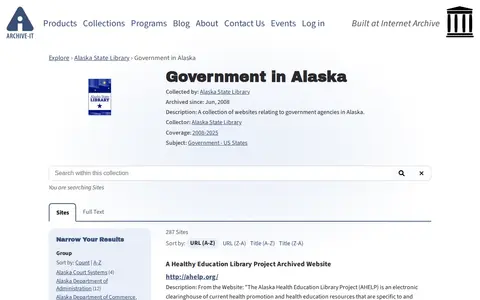 Preview of Government in Alaska Web Archives