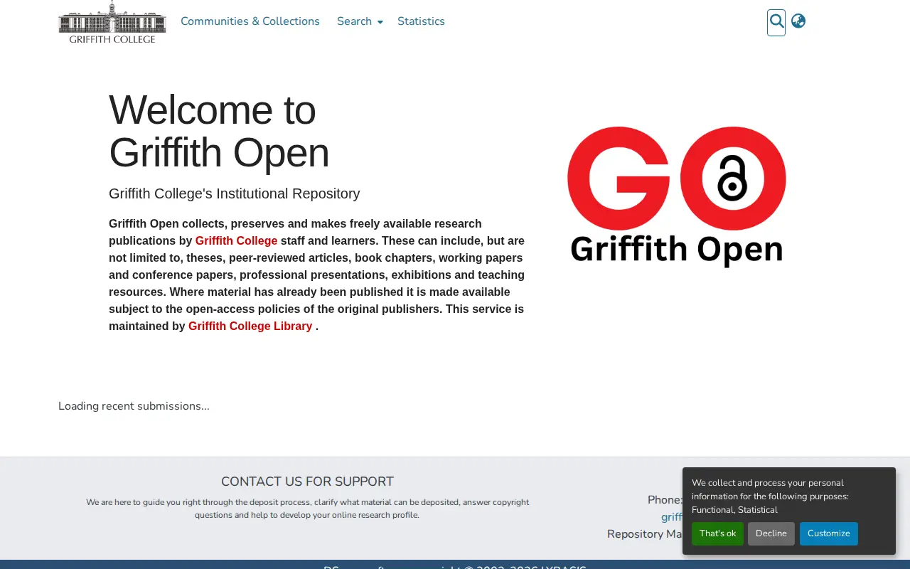 Griffith Open website preview