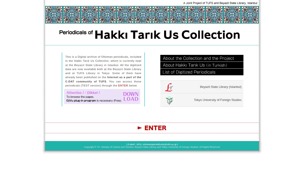Hakkı Tarık Us Collection of Beyazit State Library, Istanbul website preview