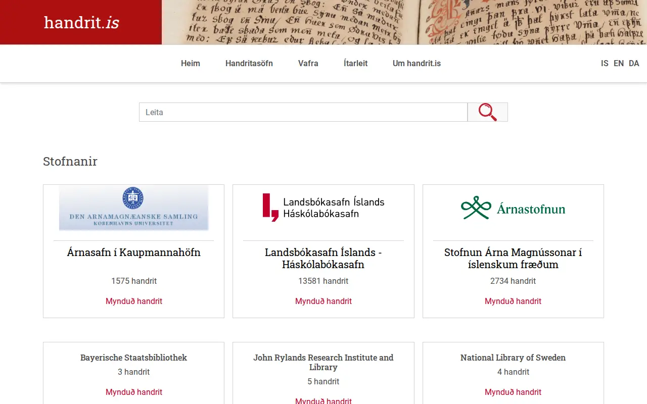 Handrit.is website preview