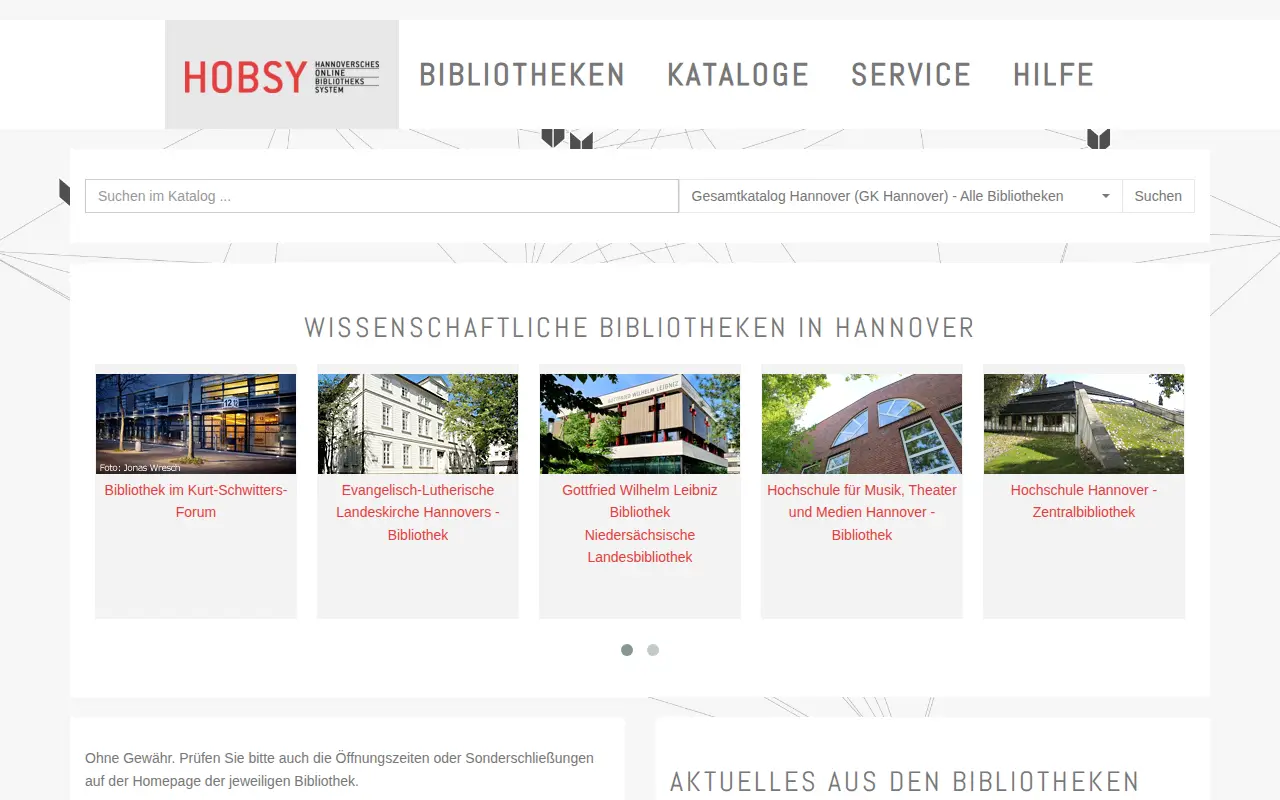 Hanoverian online library system website preview