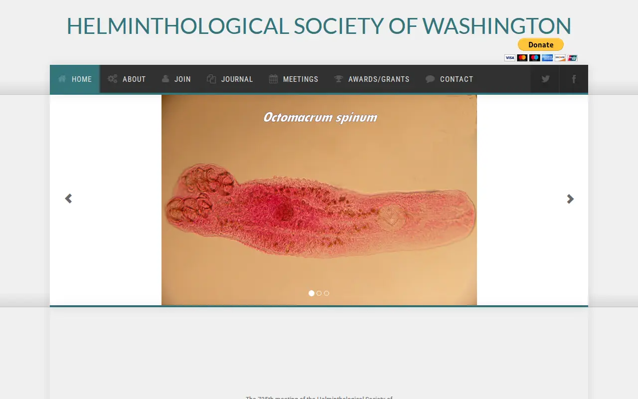 Helminthological Society of Washington website preview