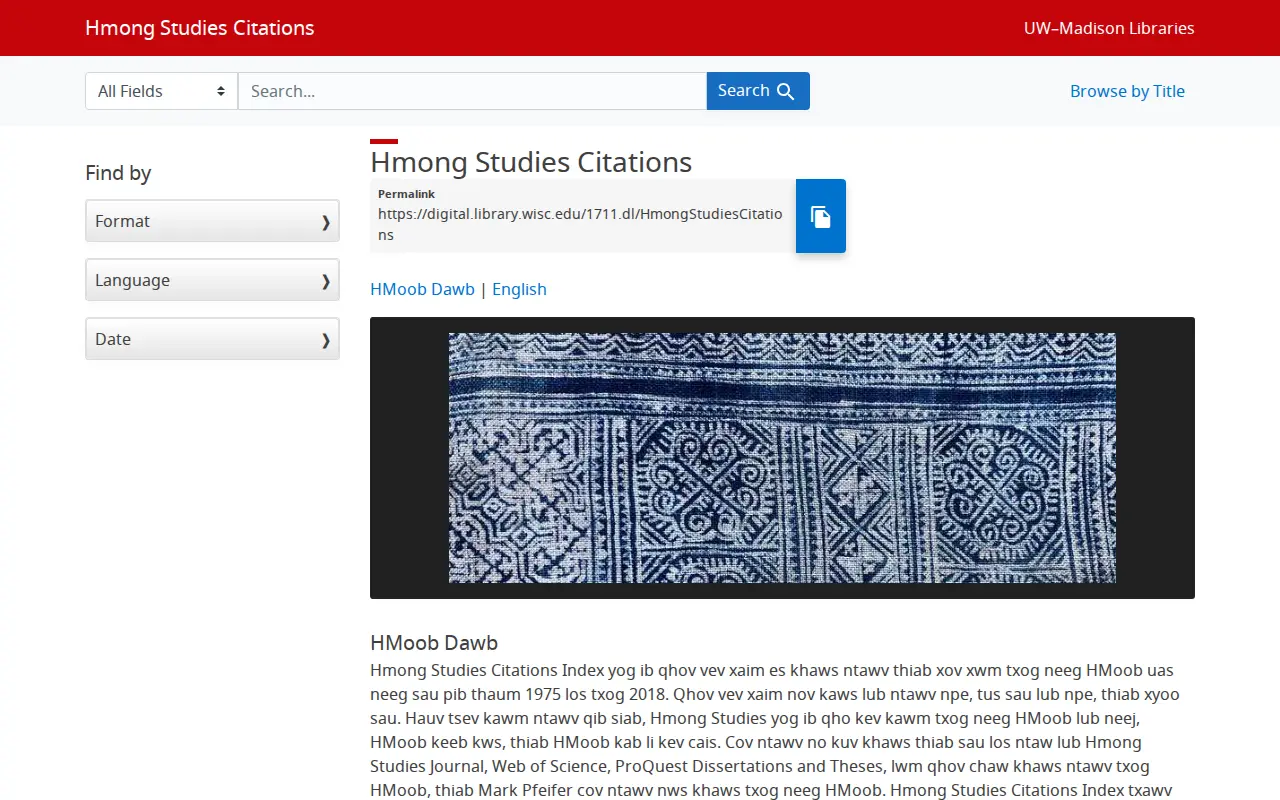 Hmong Studies Citations website preview