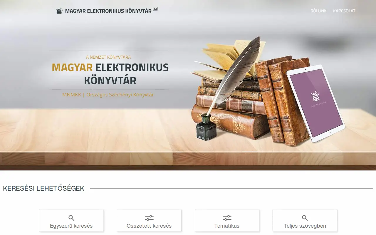 Hungarian Electronic Library website preview