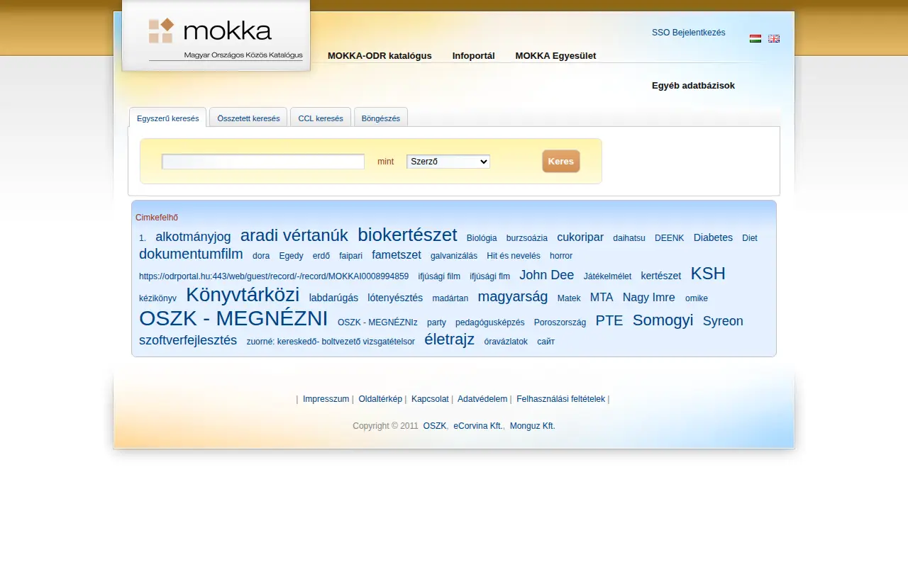 Hungarian National Shared Cataloguing Project website preview