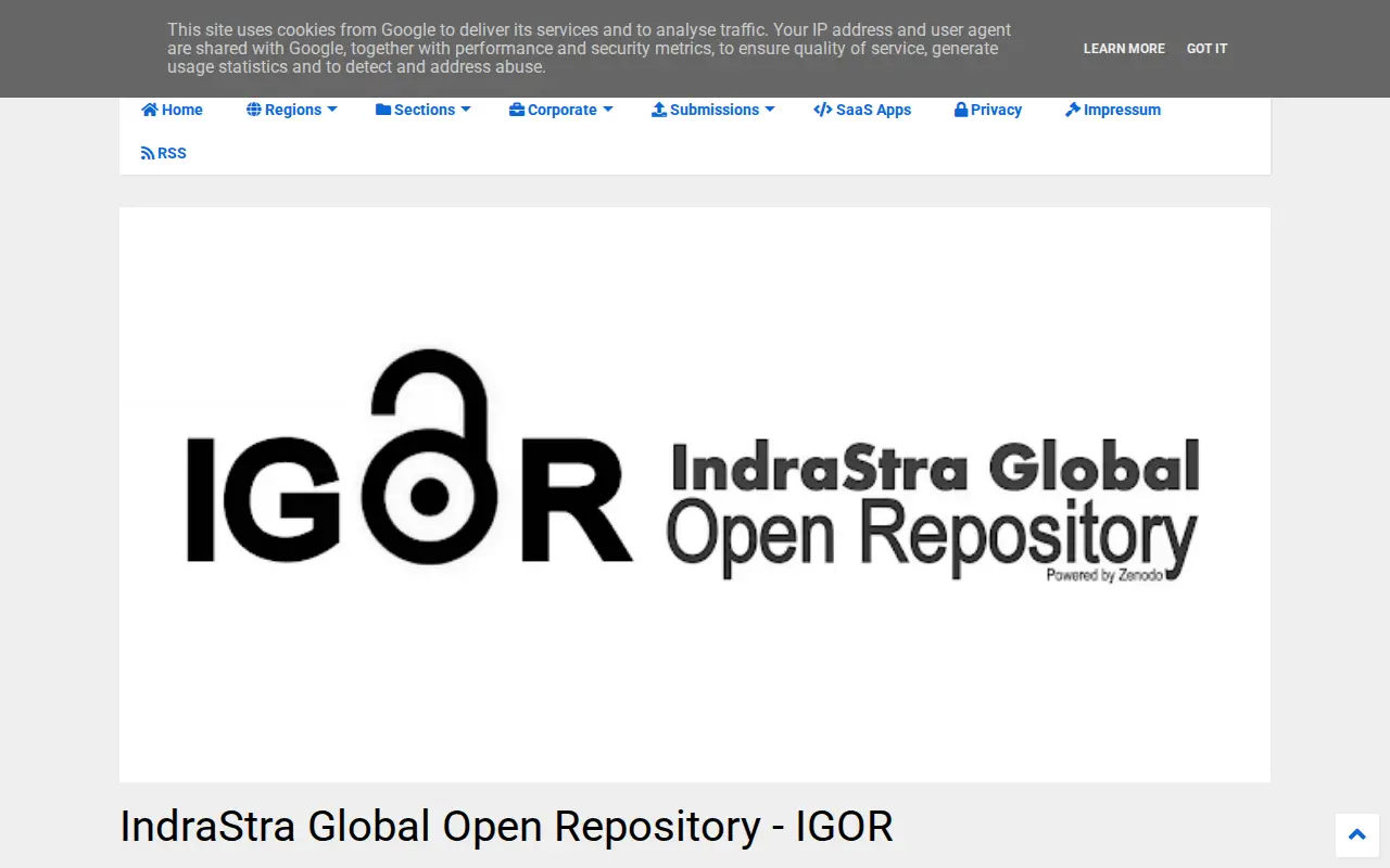 IndraStra Global Open Repository website preview