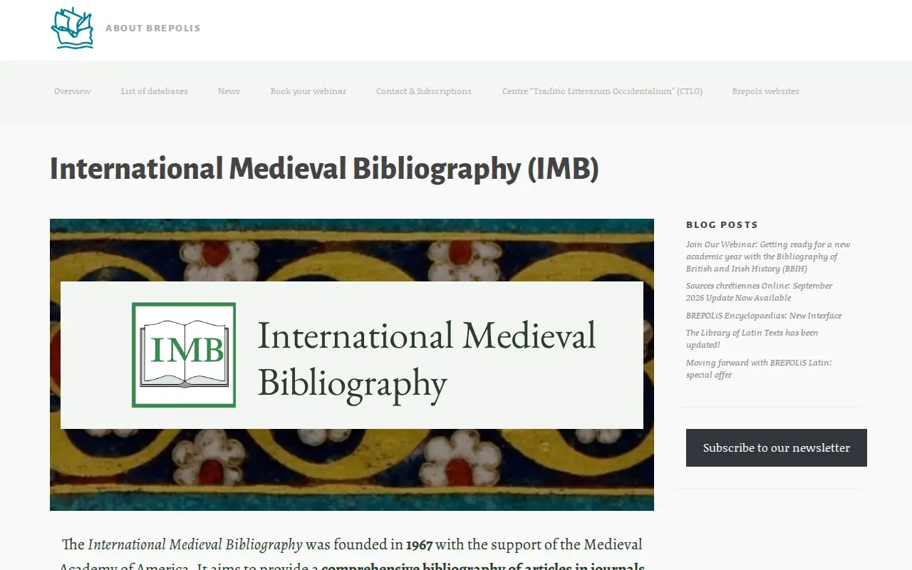 International Medieval Bibliography website preview