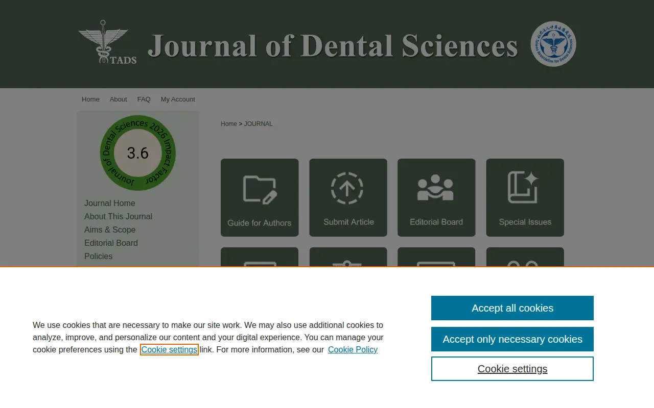 Journal of Dental Sciences website preview