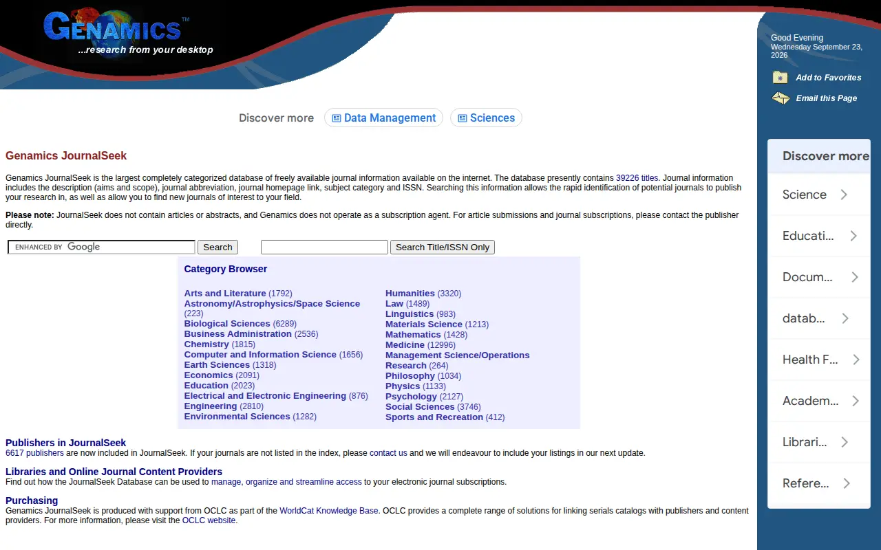 JournalSeek website preview