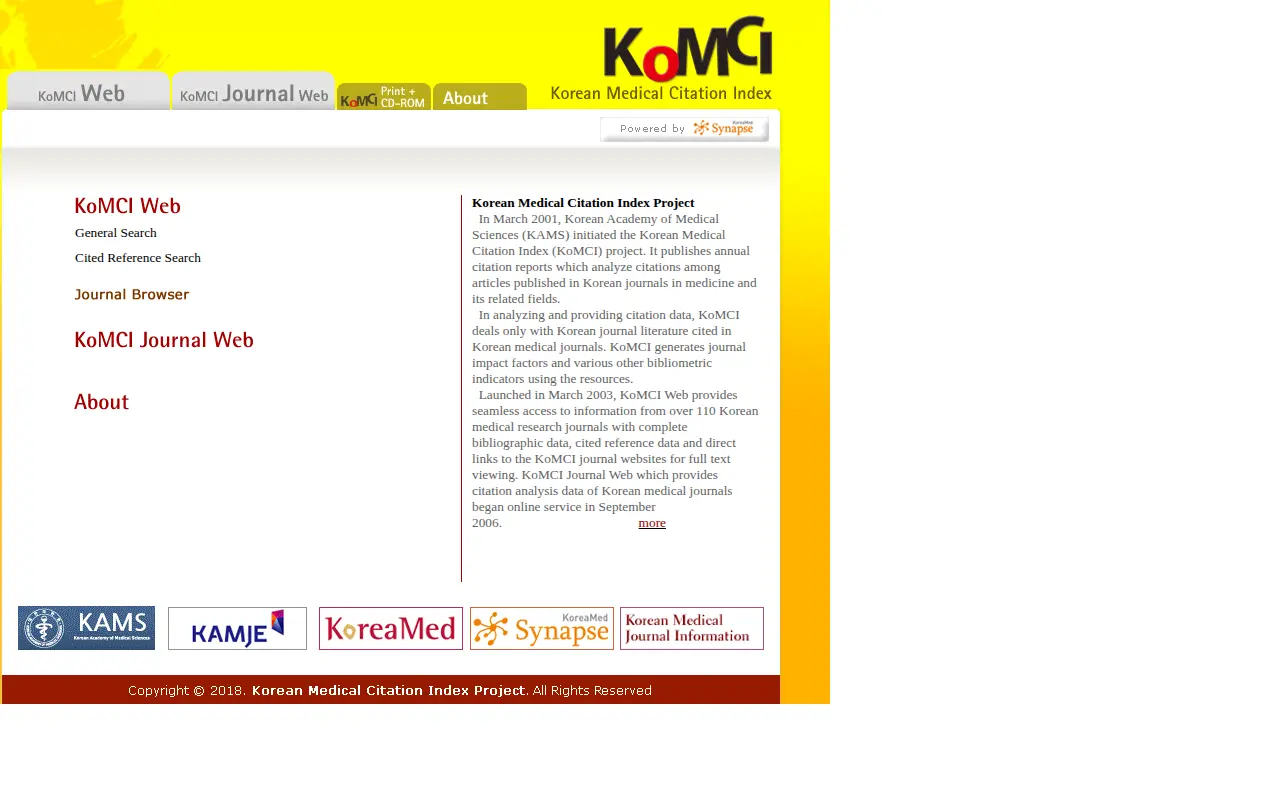 Korean Medical Citation Index website preview
