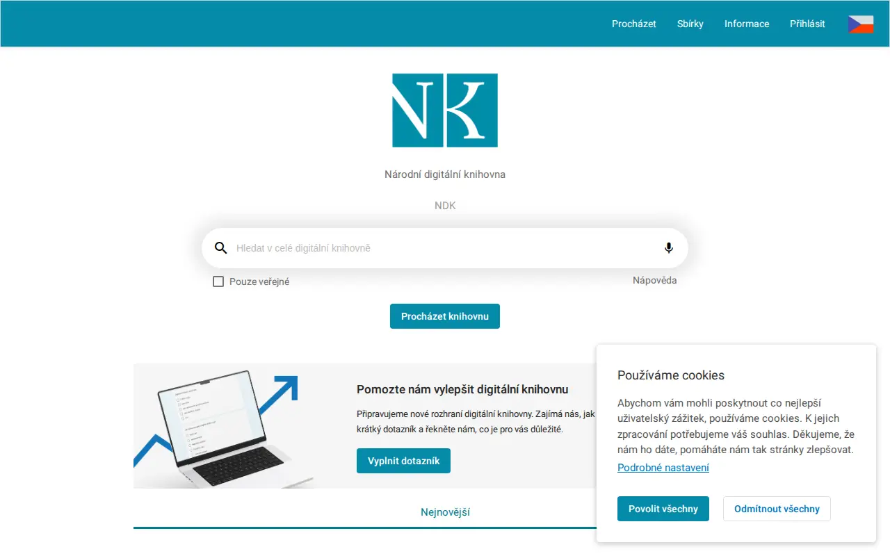 Kramerius of National Library of the Czech Republic website preview