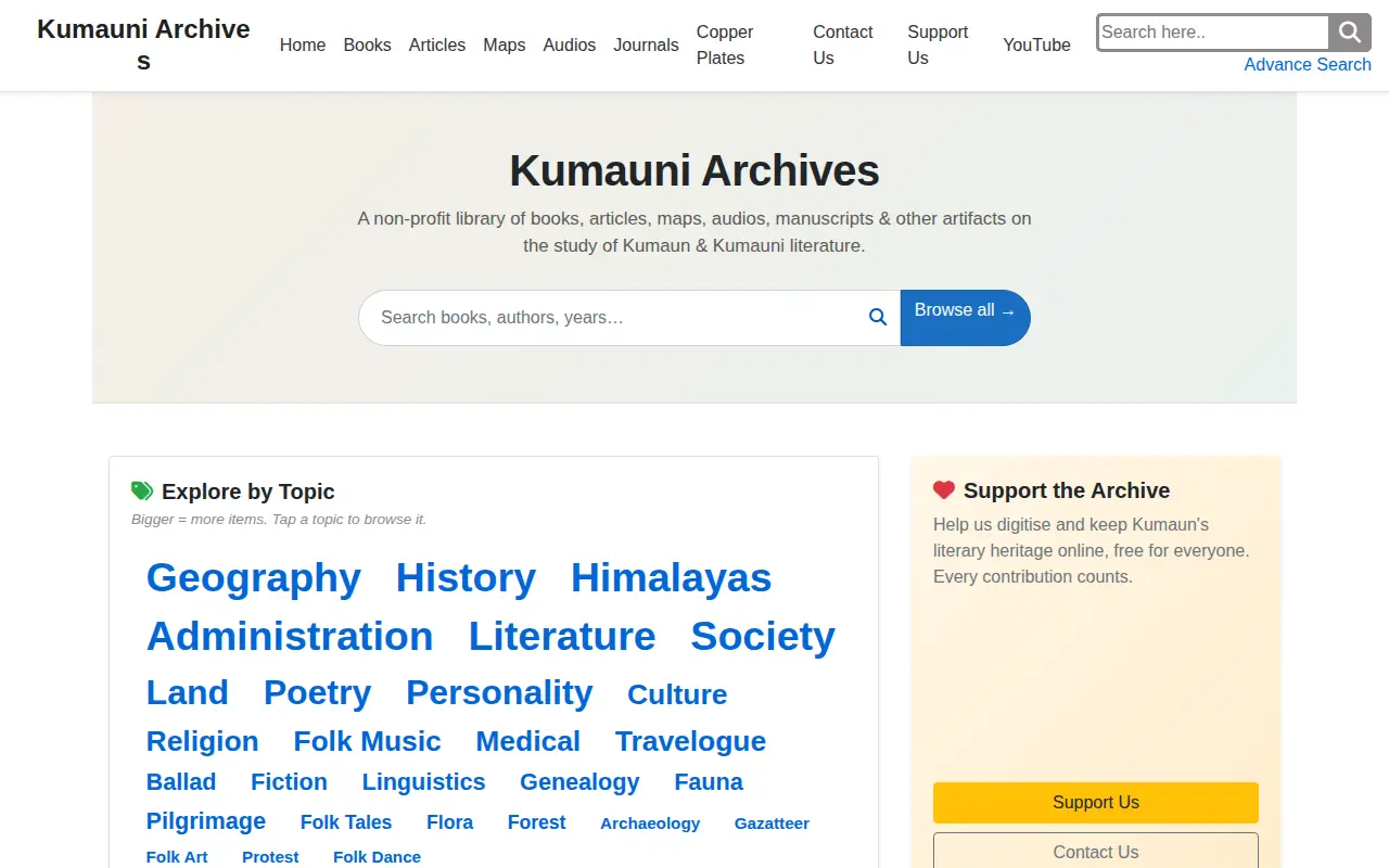 Kumauni Archives website preview