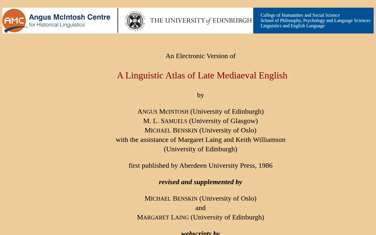 Linguistic Atlas of Late Mediaeval English website preview