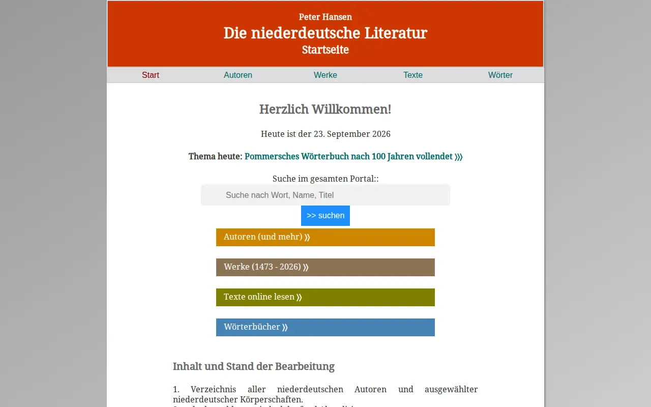 Low German Bibliography and Biography website preview