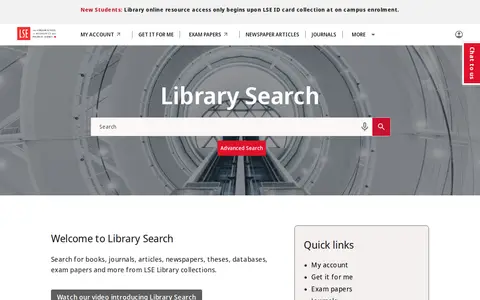Preview of LSE Library online catalogue