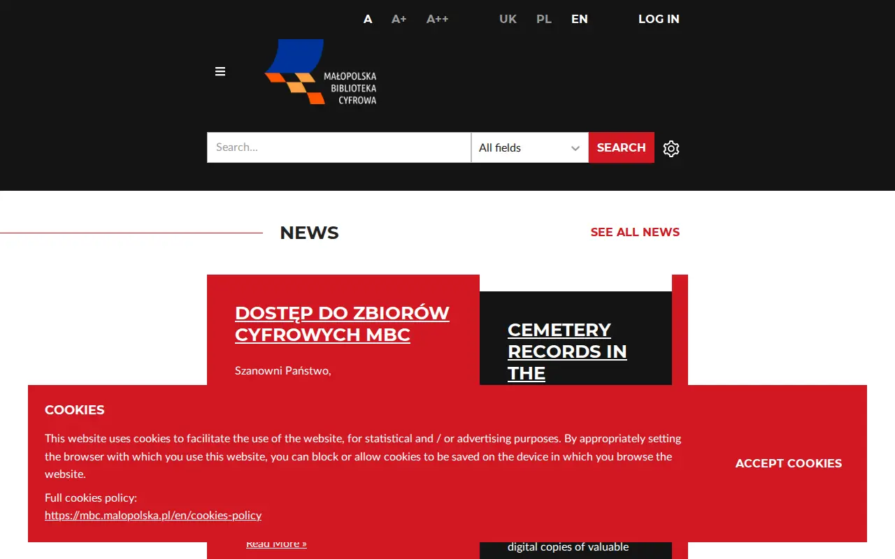 Malopolska Digital Library website preview