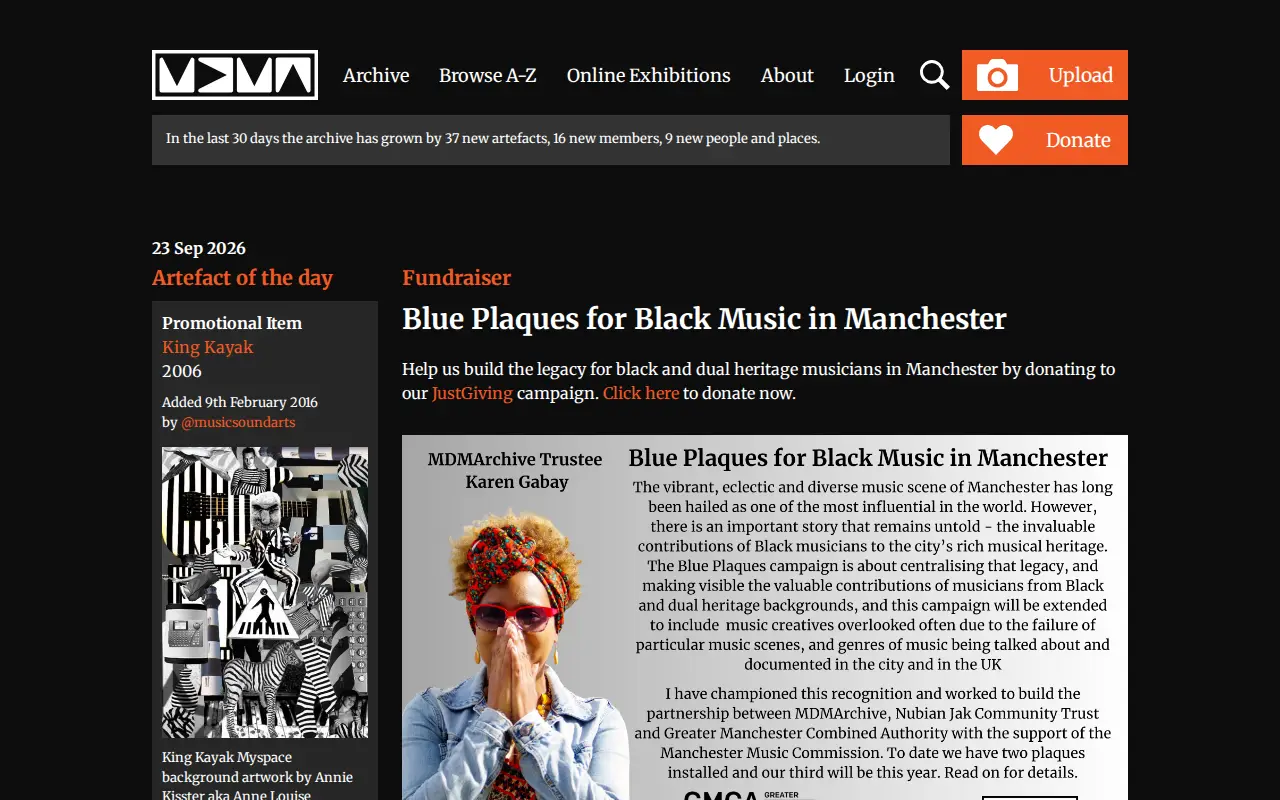 Manchester District Music Archive website preview