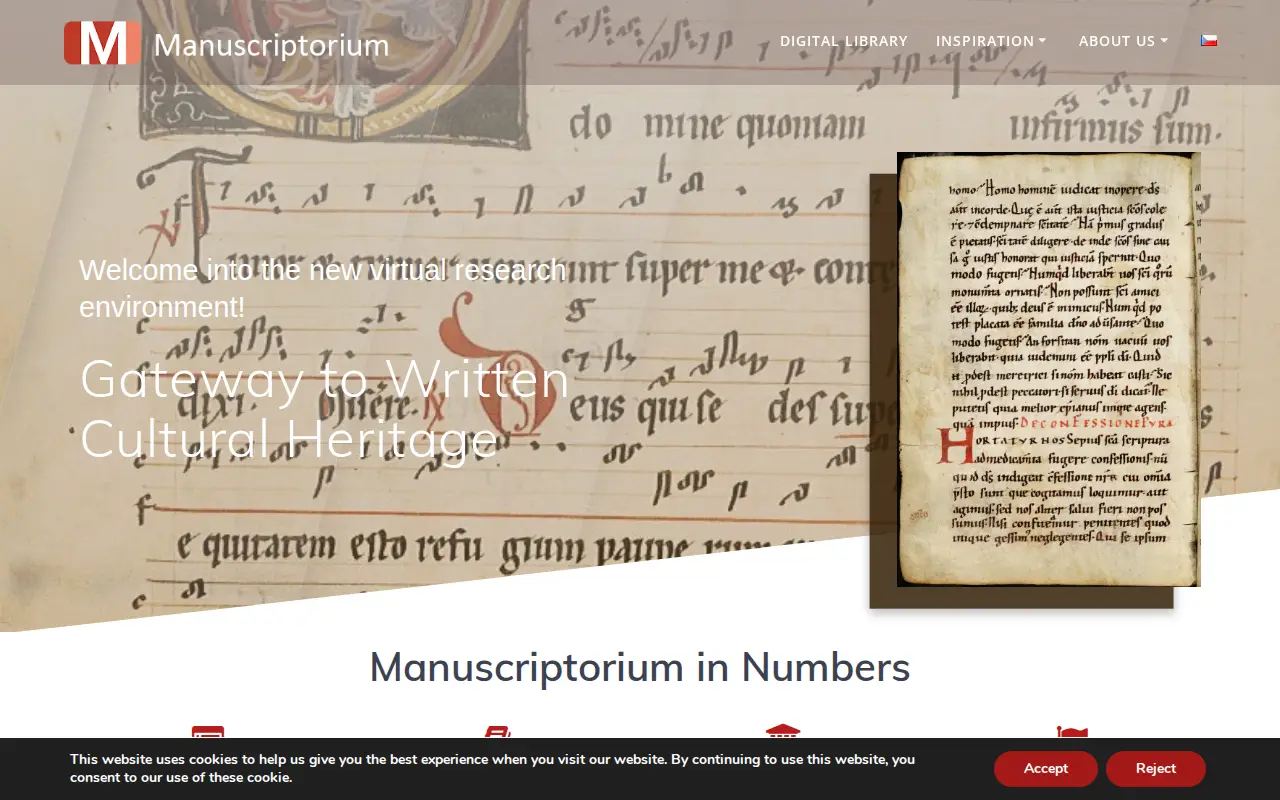 Manuscriptorium website preview