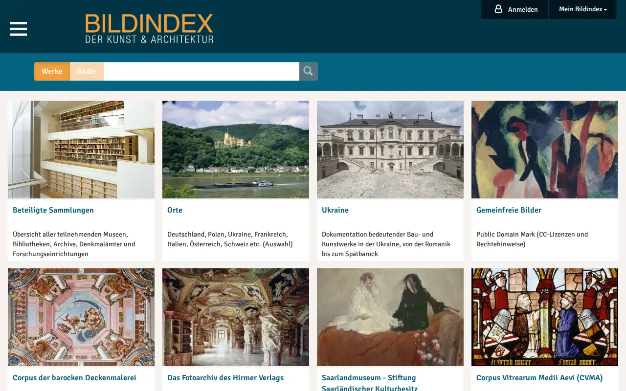 Marburg Picture Index website preview