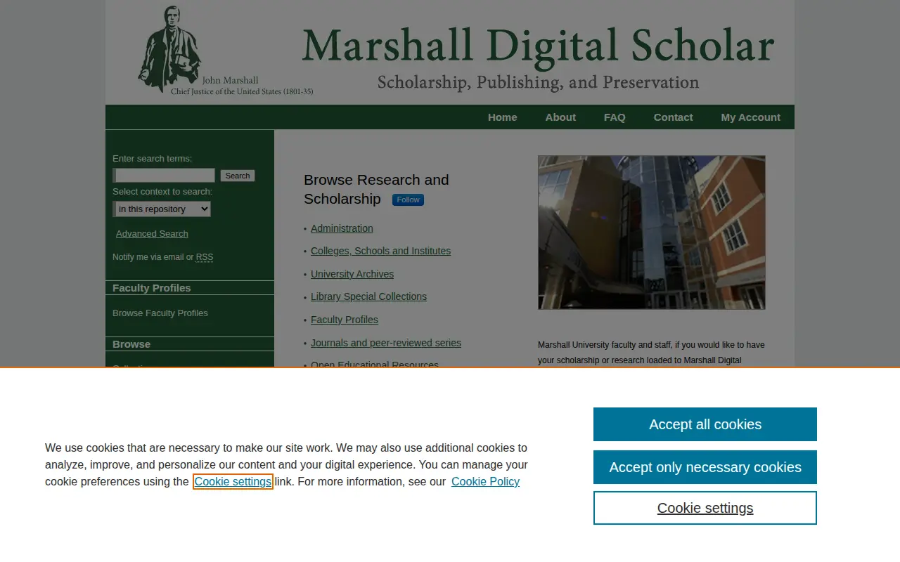 Marshall Digital Scholar website preview