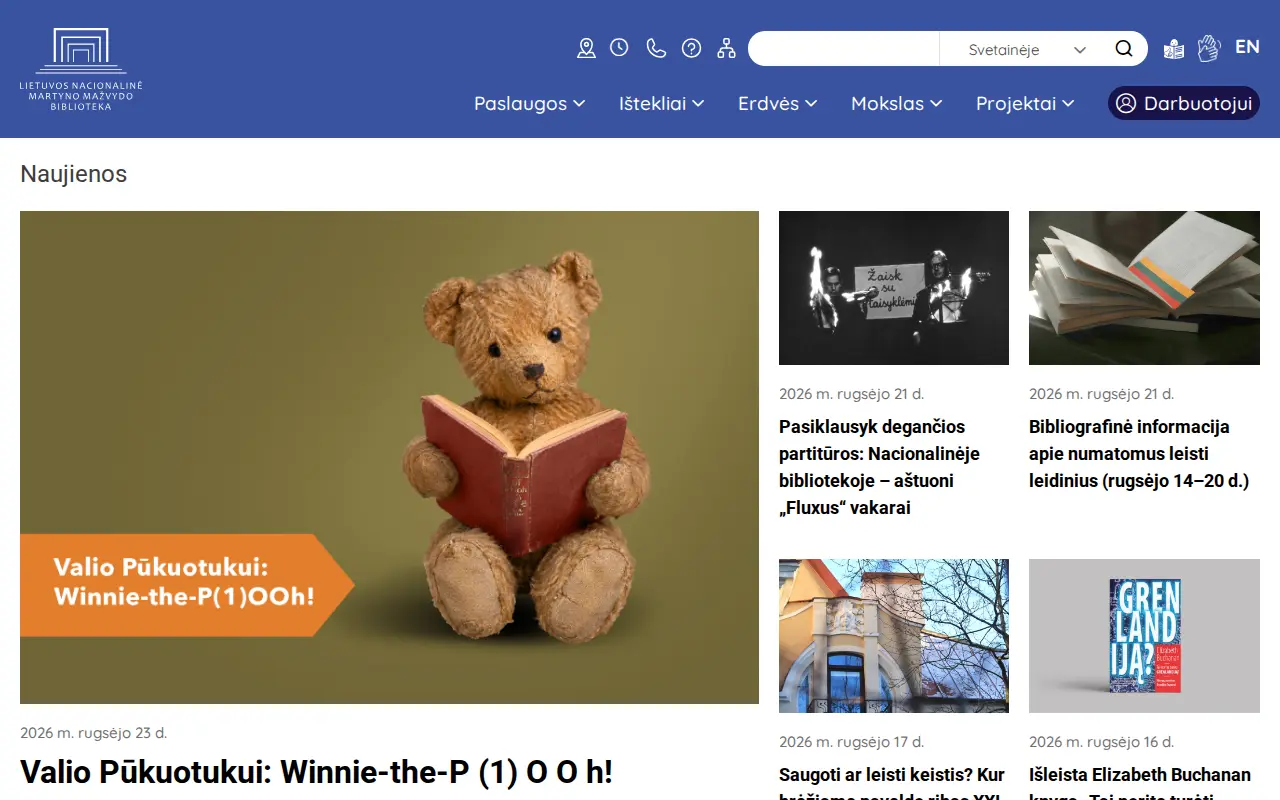 Martynas Mažvydas National Library of Lithuania website preview