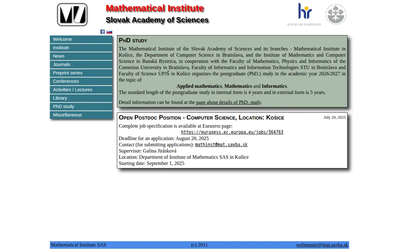 Mathematical Institute website preview