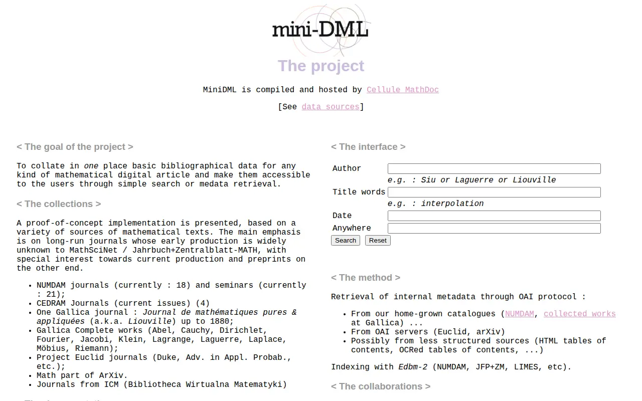 MiniDML website preview