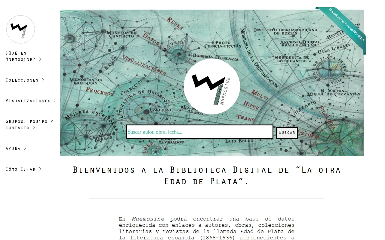 Mnemosine: Biblioteca Digital de la otra Edad de Plata website preview