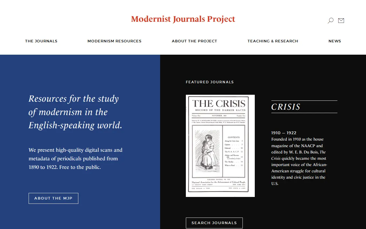 Modernist Journals Project website preview