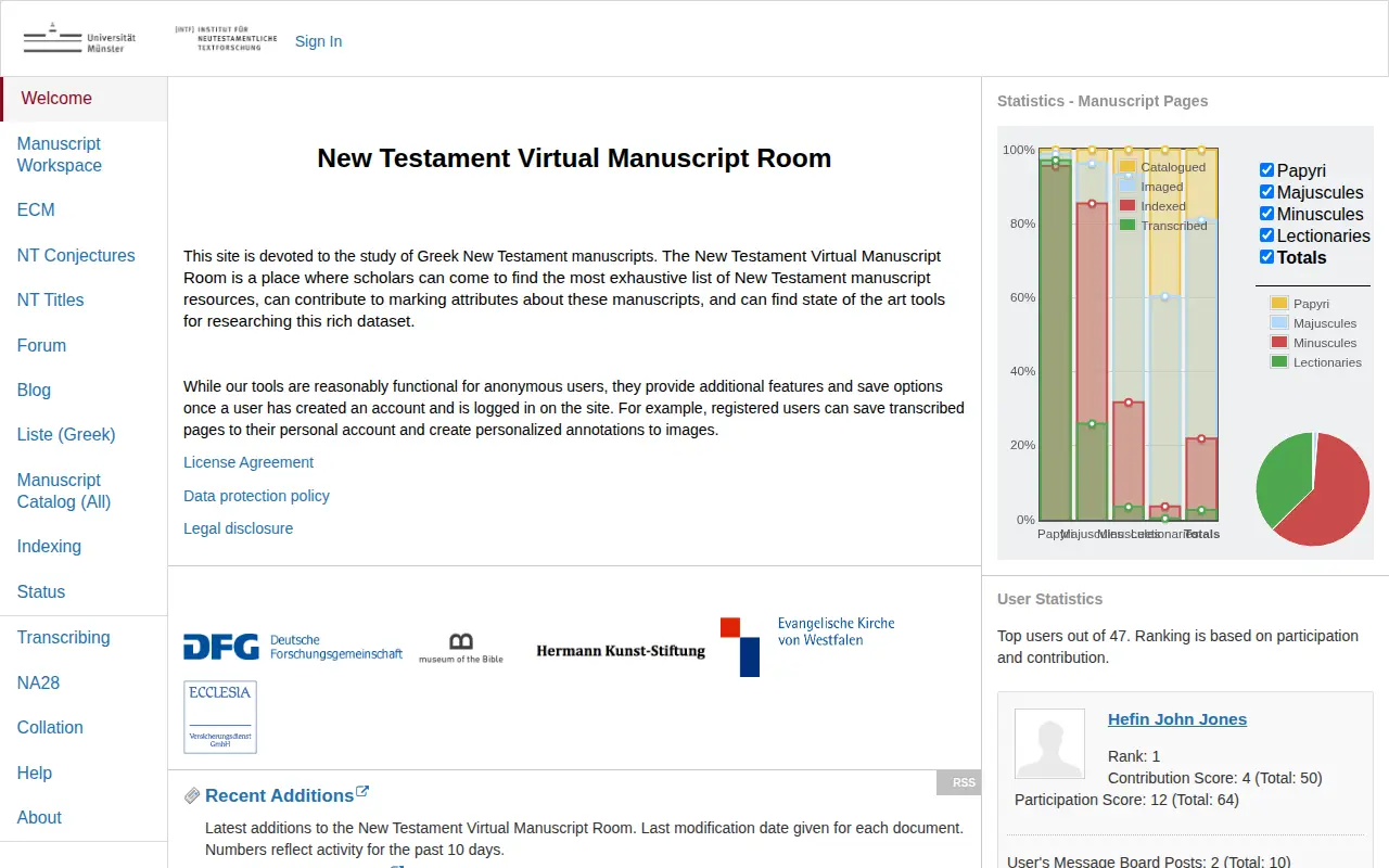 New Testament Virtual Manuscript Room website preview