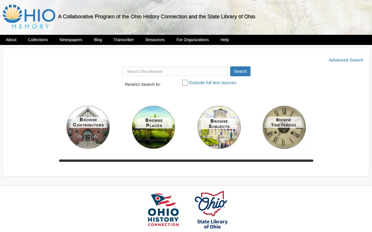 Ohio Memory website preview