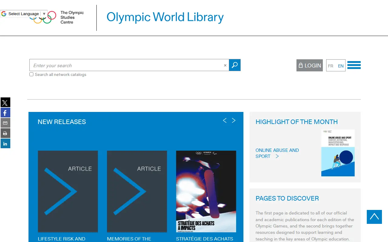 Olympic World Library website preview