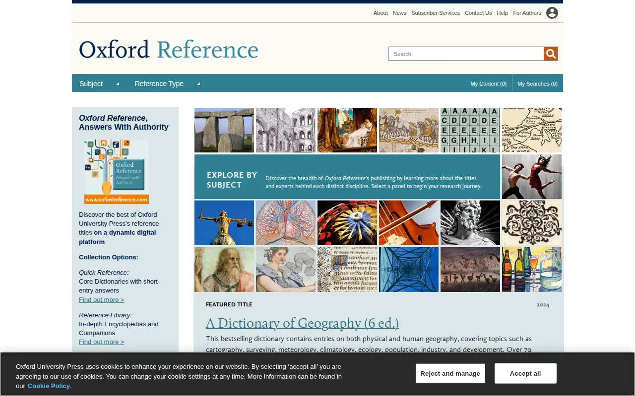 Oxford Reference website preview