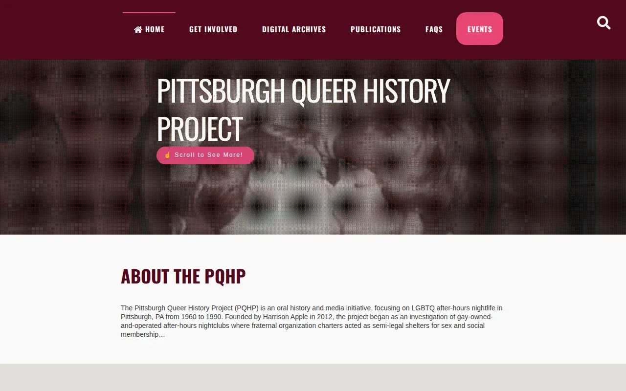 Pittsburgh Queer History Project website preview