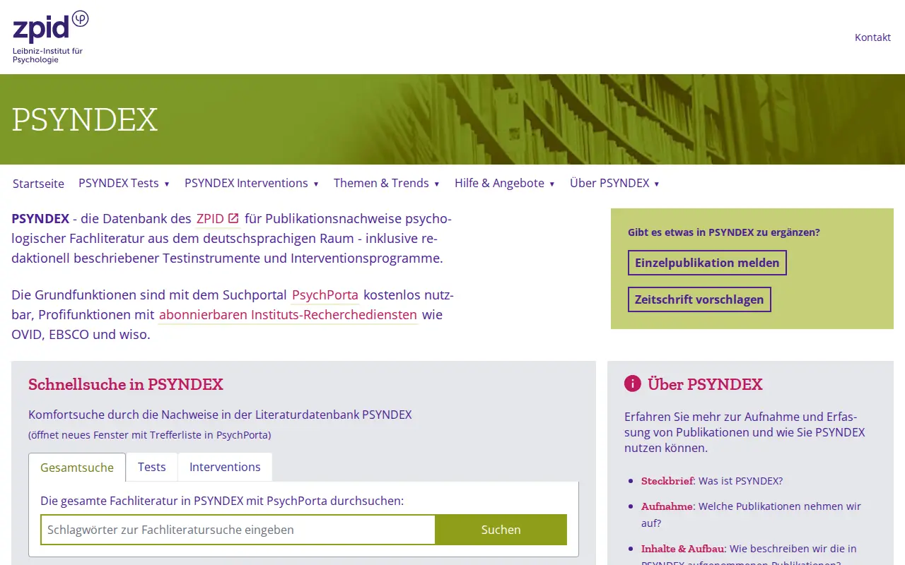 PSYNDEX website preview