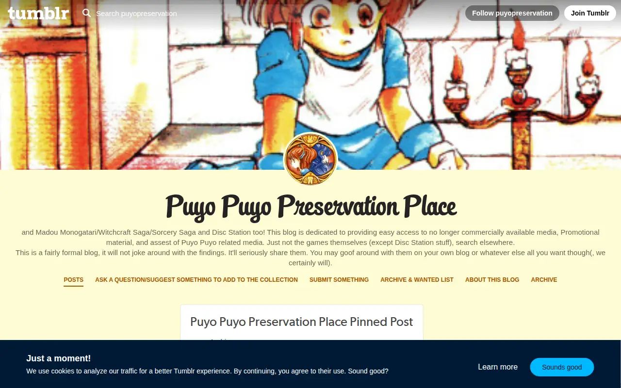 Puyo Puyo Preservation Place website preview