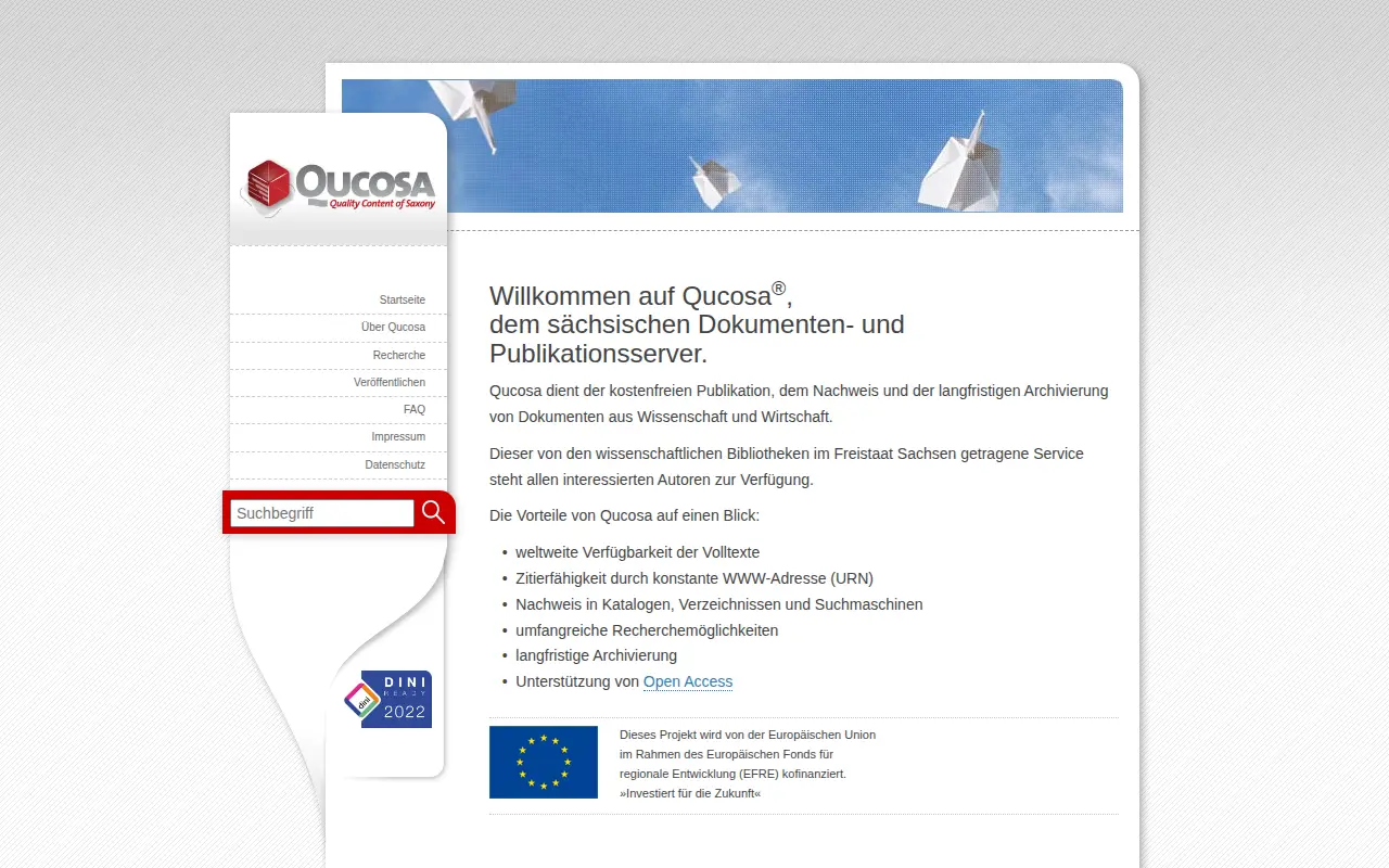 Qucosa website preview