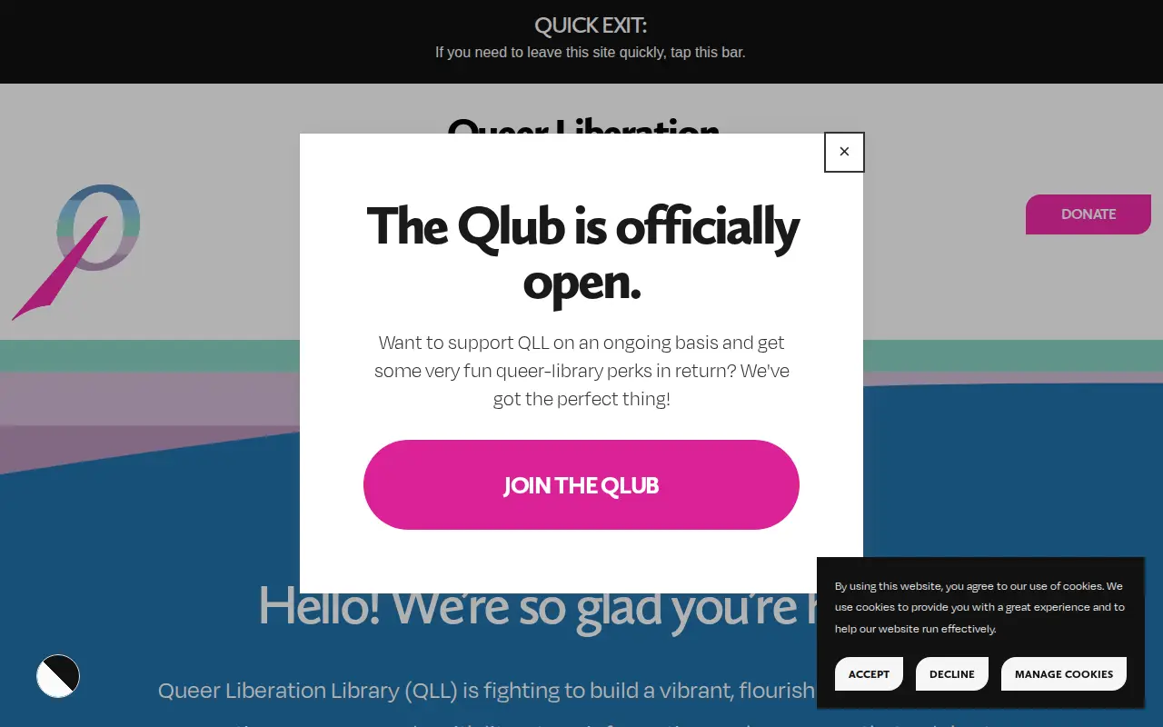 Queer Liberation Library website preview
