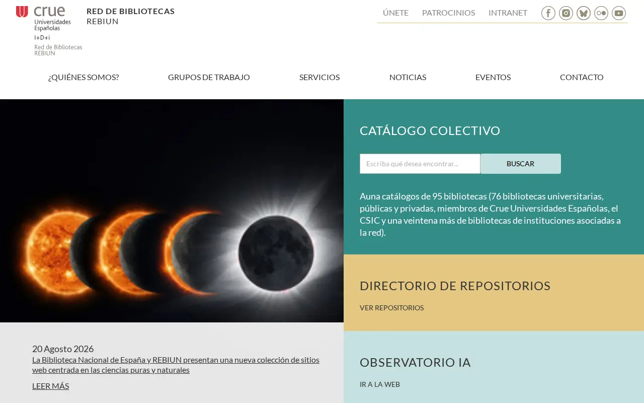Red de Bibliotecas Universitarias Españolas website preview