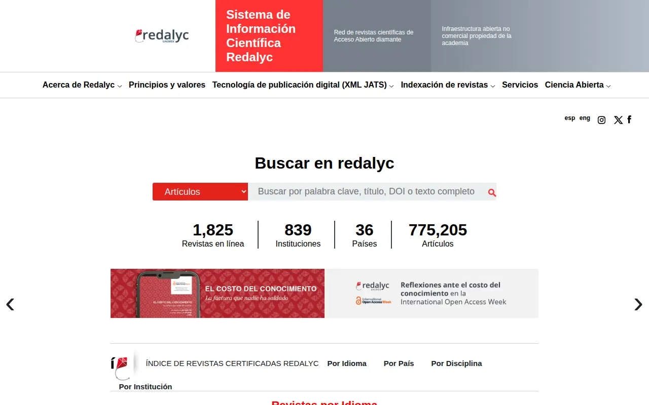 Redalyc website preview