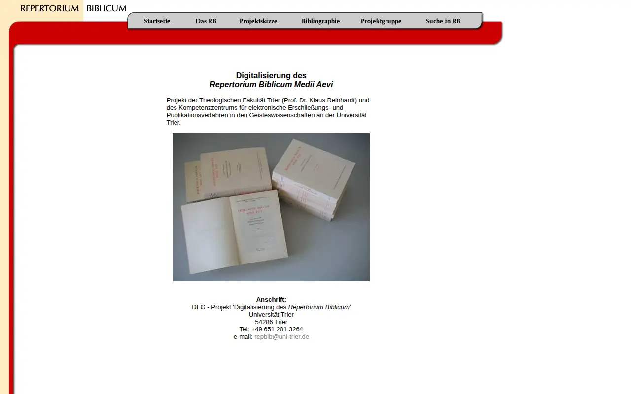 Repertorium Biblicum Medii Aevi website preview