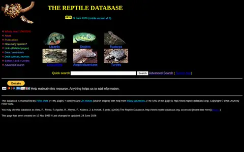 Preview of Reptile Database
