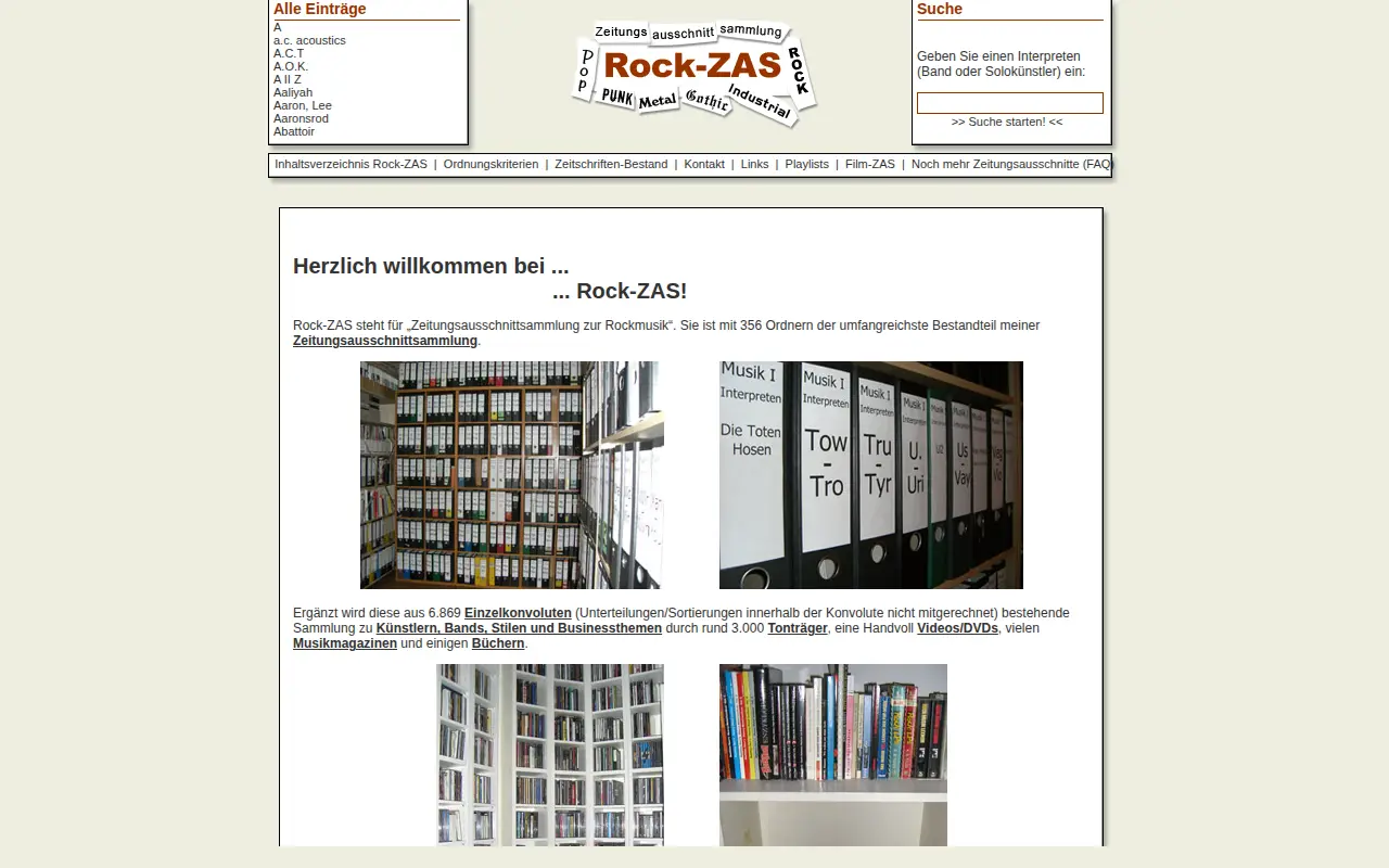 Rock-ZAS website preview