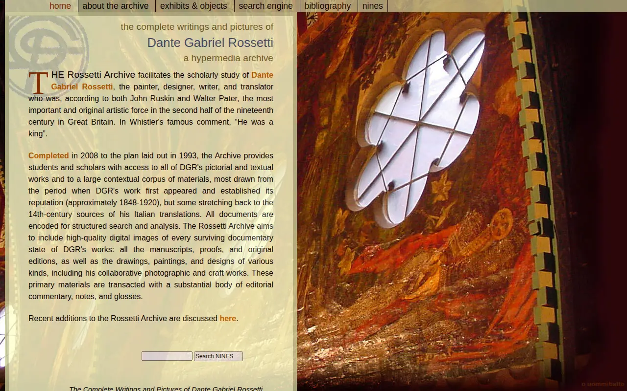 Rossetti Archive website preview