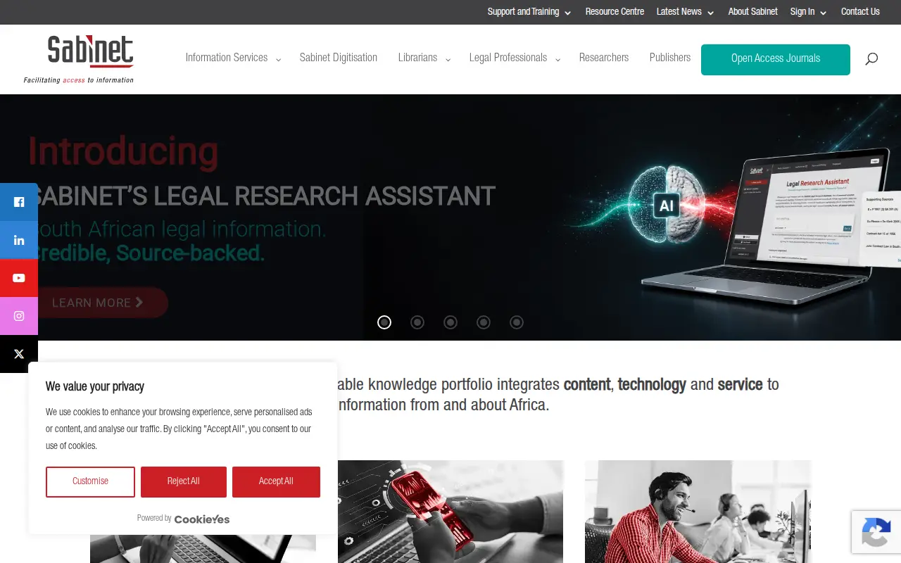 Sabinet website preview