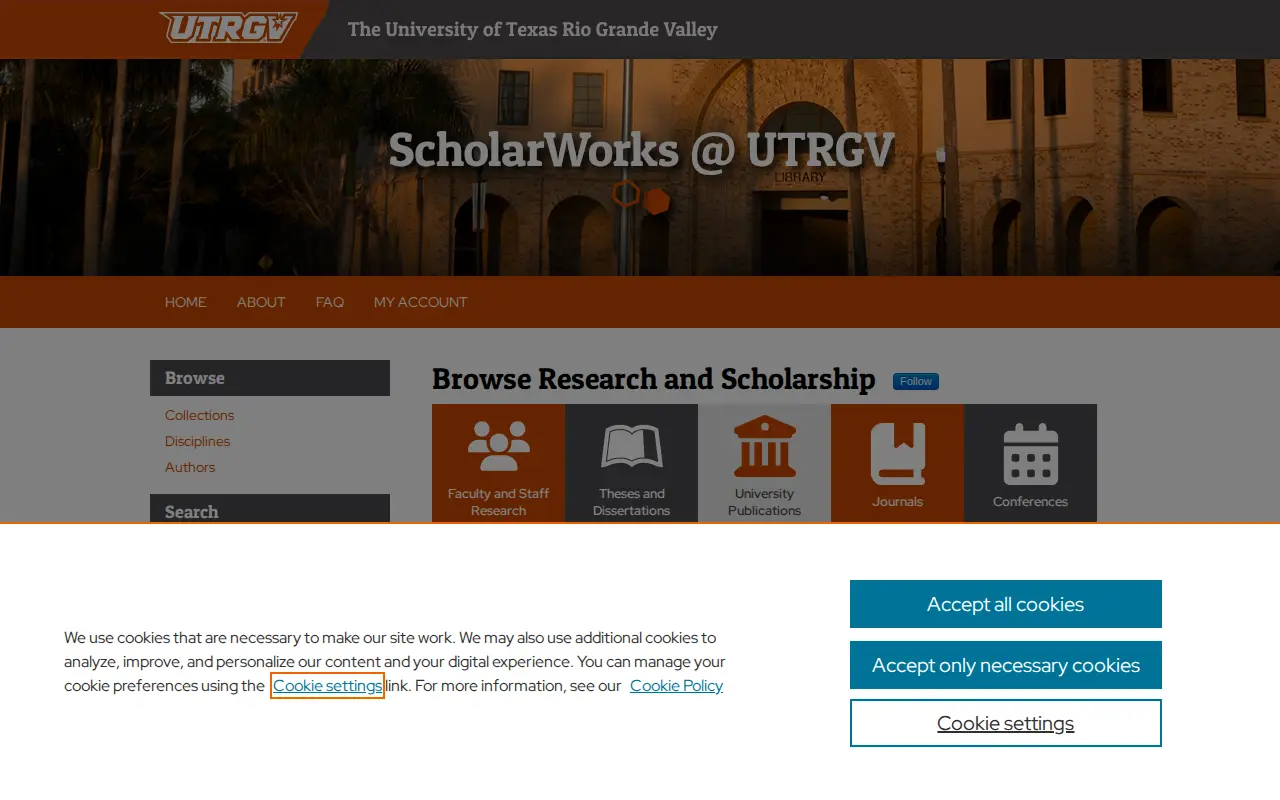 ScholarWorks @ UTRGV website preview