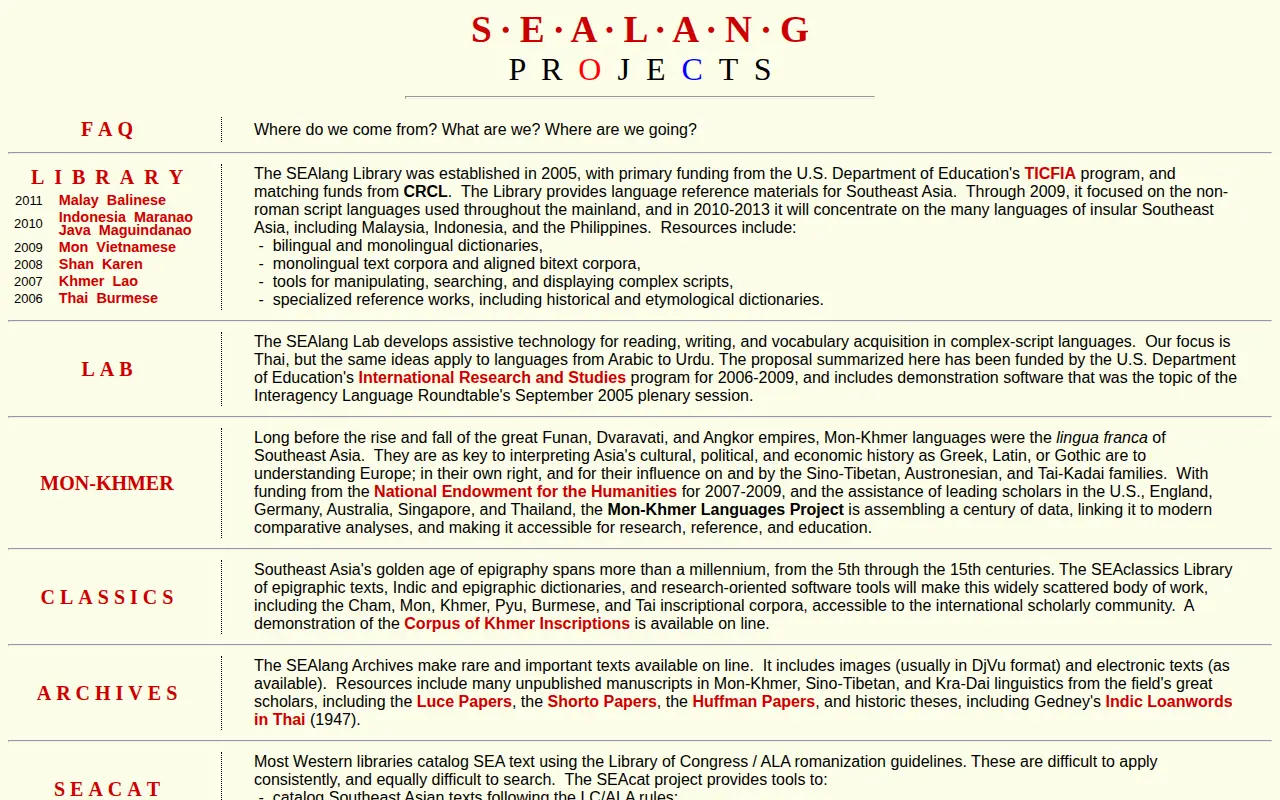 SEAlang website preview