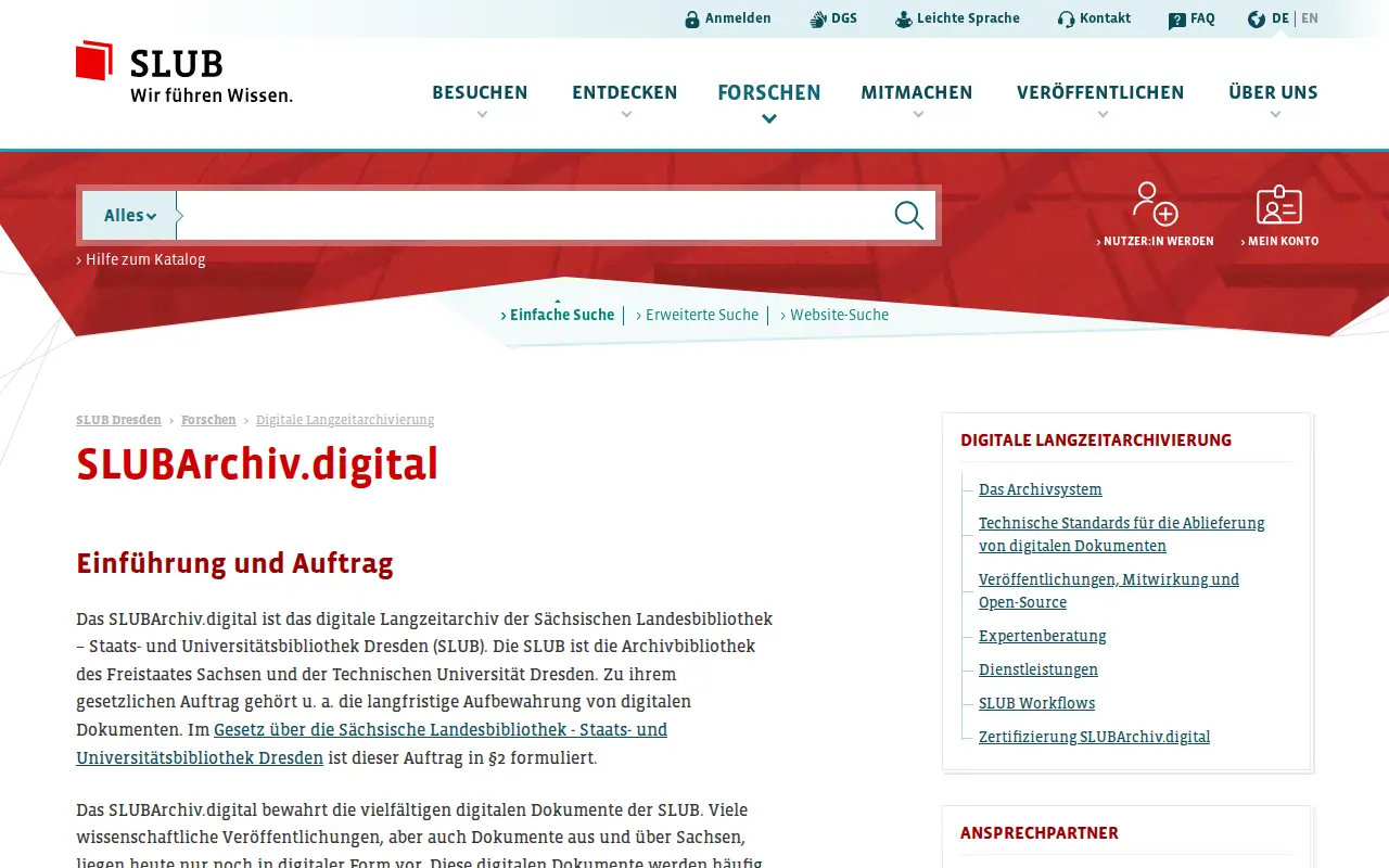 SLUBArchiv.digital website preview