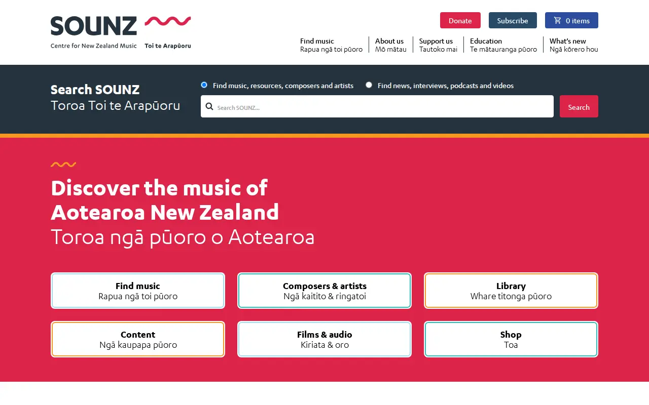 SOUNZ website preview