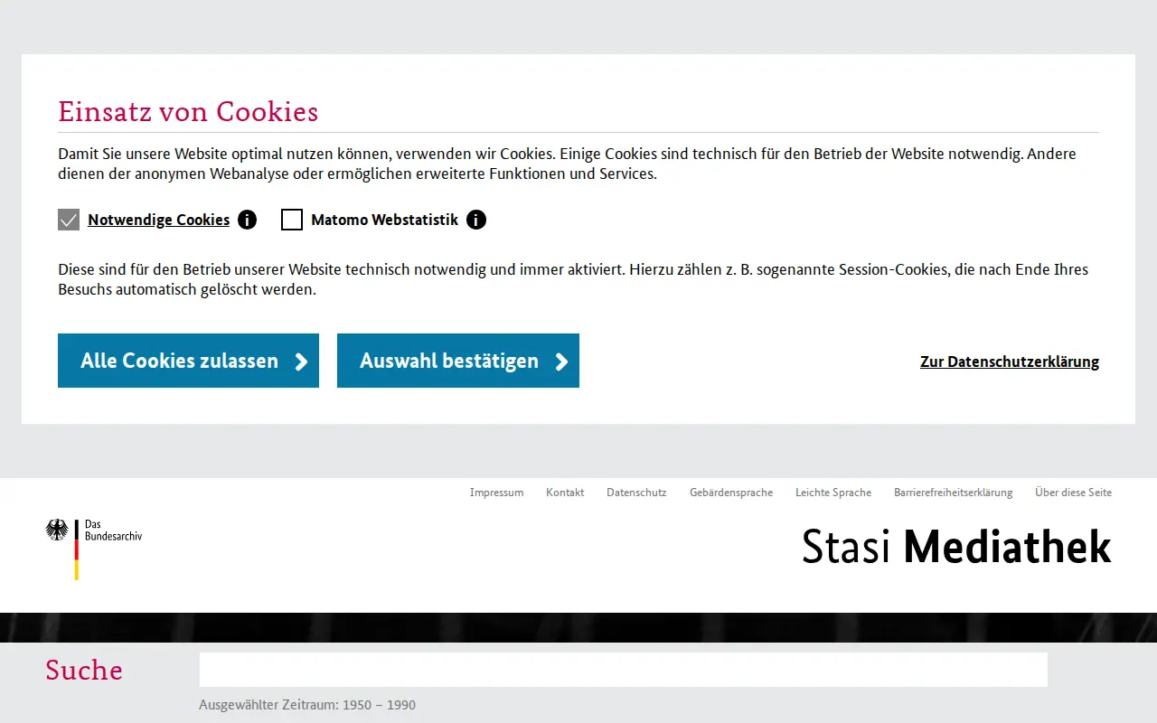 Stasi-Mediathek website preview